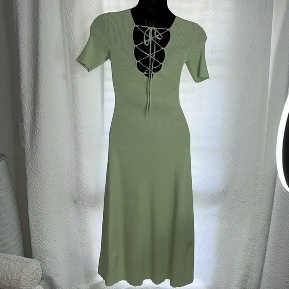🩷SOLD🩷Maje bateau light green ribbed sweater midi dress 36 XS S - Picture 7 of 16
